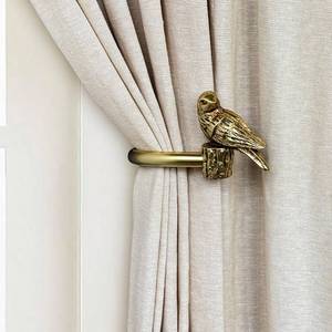 lot 4046 image: ILAISIHOME Curtain Drapery Holdbacks with Resin Bird, Wall Mount Drapery Hooks Holders, Set of 2, Gold