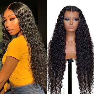 lot 4051 image: Hrnytdek 13x4 Glueless Frontal Wigs Deep Wave Lace Front Wigs Human Hair Pre Plucked Brazilian Virgin Hair Bleached Knots 180% Density for Women 26 Inch