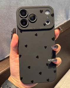 lot 4069 image: Jusnfu for iPhone 17 Pro Max Case 6.9 Inch 2025, Aesthetic Hearts Goth Phone Case for Women Girls Men, Silicone Protective Phone Cover for iPhone 17 Pro Max, Black Hearts