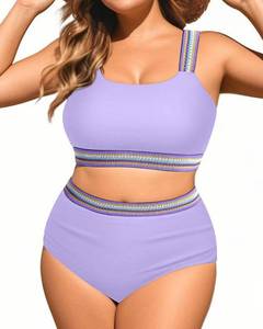 lot 4077 image: Daci Lavender Women Two Piece Plus Size Bikini - High Waisted Swimsuits Tummy Control Bathing Suits Swimwear 2025 20W