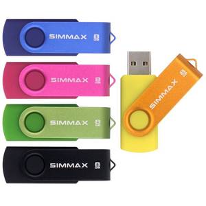 lot 4081 image: SIMMAX 5Pcs 8GB USB Flash Drive USB 2.0 Flash Drive Memory Stick Fold Storage Thumb Stick Pen Swivel Design (Five Mixed Colors Black Blue Green Gold Rose)(Mix Color2)