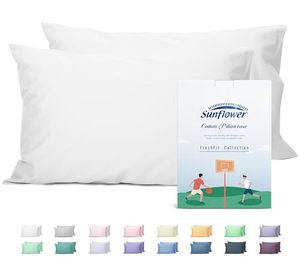 lot 4086 image: Sunflower King Pillowcases Set of 2, 100% Cotton King Pillow Cases 2, 20�40 inches Bright White, Soft and Breathable
