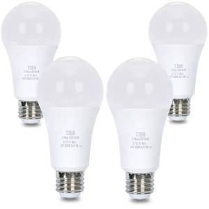 lot 4089 image: TJBB 4 Pack 3 Way LED Light Bulbs 50 100 150Watt Soft White 3000K Equivalent, 51015W Three Way Light Bulbs A19 E26 Base, 700 1400 2100 Lumens