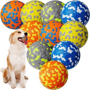 lot 4097 image: Leyndo 10 Pack Dog Balls for Aggressive Chewers 2.5 Interactive Dog Tennis Ball Durable Teething Chew Toys Lightweight Floating Bouncy Balls for Fetch Game Large Medium Small Canine Puppies