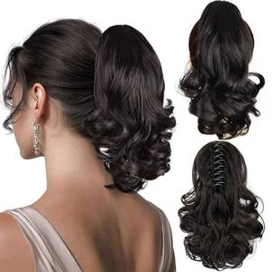 lot 4103 image: VCAY Ponytail Extension, 12 Inch Pony Tails Hair Extensions, Hold Securely, Tangle-Free,Curly Wavy Natural Looking Synthetic Claw Clip Ponytail Extension for Daily Use