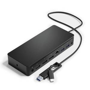lot 4110 image: D6000 Universal Docking Station, USB 3.0 and USB C Single 5K or Triple 4K Display Docking Station with Two DisplayPort and HDMI for Windows and Mac (1HDMI, 2DP, 1Audio, 4USB3.0, 1USB C, 1Speaker Out)