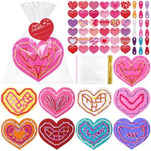 lot 4111 image: Capoda 18 Sets Valentines Gifts Bulk Lacing Cards Educational Threading Toy for Wooden Lacing Card Toys with Colorful Threads for Develop Imagination Early Education Learning Activity(Valentines)