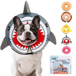 lot 4118 image: KOOLTAIL Inflatable Dog Cone Collar, Soft Donut E Collar for Dogs After Surgery to Stop Licking Enhanced Alternative, Blow Up Pet Neck Pillow Recovery Adjustable Cone for Dog Cat, Upgrade Size,Shark M