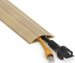 lot 4119 image: Floor Cord Cover 6ft, Maple Wood Cord Hider Floor Hide Extension Cords, Floor Cable Management Floor Cable Cover Wire Covers for Cords, Cable Protector Cord Cavity W0.6in x H0.32in