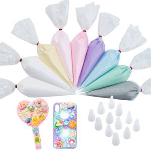 lot 4120 image: Decoden Cream Large 9PCS Premium Texture Fake Whipped Cream Glue, Decoden Kit, Fake Icing Frosting Whipped Clay with Piping Bags for Crafts and DIY Projects (Pastel Set)