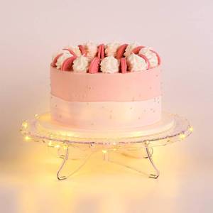 lot 4431 image: NWK 12inch Lighted Clear Cake Stand Plate Holder with String Lights Fit for 6inch, 8 inch, 10 inch, 12 inch Cakes for Wedding Birthday Cake Decorations