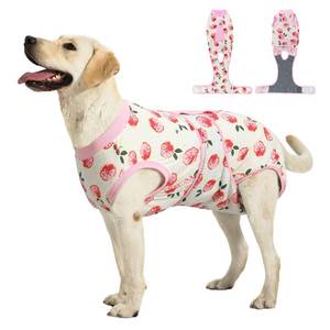 lot 4443 image: Recovery Suit for Dogs Cats After Surgery, E-Collar & Cone Alternative Surgical Suit, Prevent Licking Dog Onesies Pet Surgery Recovery Suit Soft Dog Bodysuit, Pink, L