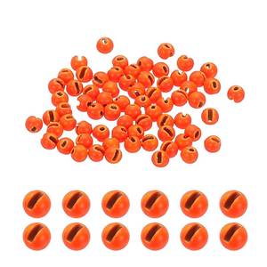 lot 4448 image: PATIKIL Fly Tying Tungsten Beads, 70 Pcs 2mm  0.08 Inch Tungsten Slotted Beads Tungsten Round Ball Beads for Fly Tying Jig Hooks, Orange