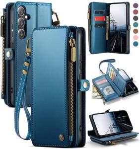 lot 4451 image: Defencase Compatible with Galaxy A15 5G Case Wallet with RFID Blocking Card Holder for Women Men, PU Leather Magnetic Snap Flip Zipper Strap Wallet Phone Case Fit for Samsung Galaxy A15 5G, Dark Blue