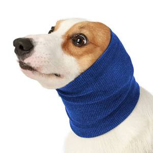 lot 4462 image: Meifsou Dog Calming Head Wrap, No Shake Quiet Ears for Dogs Anxiety Relief, Original Ear Covers Pet Calming Hoodie for Thunder, Lightning, Fireworks, Vet Visits, High Stretch Ribbed Fabric, Blue M