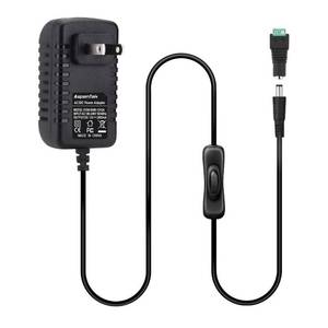 lot 4468 image: AspenTek DC 12V Power Supply Adapter with Inline on Off Switch for Small Led Light Strips,Led Rigid Bars,Led Tape Lights, Under Cabinet Lighting, Output 1000mA, 12 Watt Max