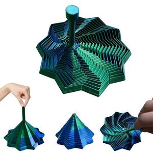 lot 4486 image: 3D Printed Expanded Sensory Fidget Star,Transformable Stress Relief Finger Toy with Detachable Handle,for Office desks as a Stress-Relief Gifts,ADHD & Stress Relief (Blue Green-Detachable Handle)