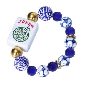lot 4500 image: Jongyance American Mahjong Accessory (Blue) with A Joker Tile, Fits Wrist Sizes Ranging from 5.7 to 7.25 Inches