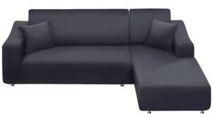 lot 4504 image: NAISI Couch Cover L Shape 2 Pieces Sofa Cover Soft Stretch Slipcovers with 2pcs Pillowcases Furniture Protector Sectional Couch Covers 3 Seater  3 Seater(Dark Grey)