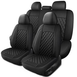lot 5205 image: HChengkikz Car Seat Covers Full Set, Breathable and Waterproof Napa Leather Car Seat Cover, Interior Universal Fit for Cars, Sedans, SUVs, Vans, Trucks (Full Seat, Black)