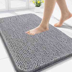 lot 5216 image: Arotive Bathroom Rugs 34x21, Extra Soft Absorbent Shaggy Chenille Bath Rugs, Machine Washable Rubber Backing Non-Slip Bath Mats for Bathroom Floor Tub and Shower, Home Decor Accessories, Grey
