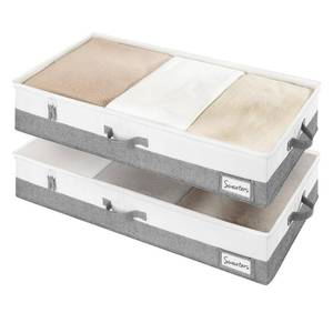 lot 5265 image: StorageWorks Large Under Bed Storage Containers with Handles and Label Holder, 2 Pack Ultra-thick Fabric Underbed Bins, Closet Organizer for Clothes, Blankets, Sweater