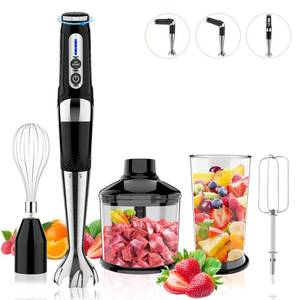 lot 5266 image: Toogel Cordless Immersion Blender, 4-in-1 Electric Hand Blender with 21-Speed & 3-Angle Adjust, USB Rechargeable, BPA-Free & Dishwasher Safe for Baby Food, Smoothies, Soup (Black)