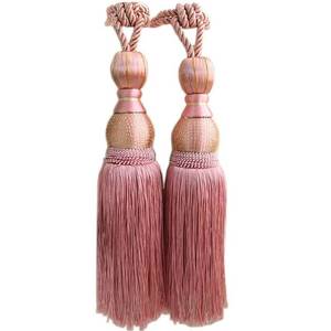 lot 6134 image: EleCharm 1 Pair Simple Elegant Curtain Cord Tie Drape Holdback Bedroom Curtain Buckle (Dark Pink)