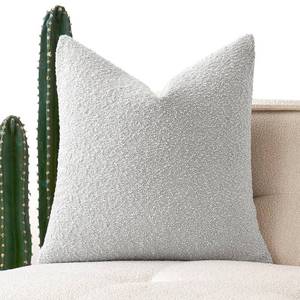 lot 6140 image: MIULEE Textured Boucle Throw Pillow Cover Light Grey Accent Solid Eruo Sham Pillow Case Decorative Soft Pack of 1 Couch Cushion Chair Sofa Bedroom Livingroom Home Decor,24x24 Inch