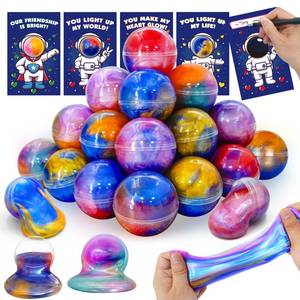 lot 6154 image: 28 Pack Valentines Day Gifts for Kids, Valentines Galaxy Slime with Valentines Cards Stress Relief Fidget Set Valentines Day Gifts for Kids School Classroom Exchange Prize Party Favors Supplies
