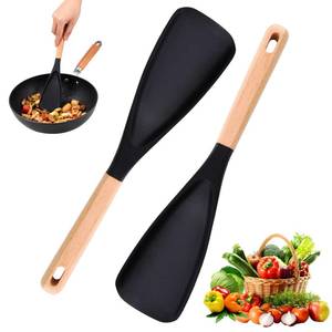lot 6167 image: Cedar and Ash Spoon,Cedar and Ash Spoonula,Multifunction Spatula Cooking Spoon, Matte Kitchen Silicone Utensil for Cooking Serving (Black 2pcs)