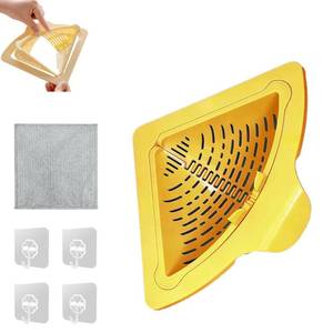 lot 6185 image: Magnetic Drainage & Filter Basket,No Drilling Required Twist-off base Triangular Design for Kitchen Sink Strainers without Drilling Ideal for cleaning Fruits, Vegetables, and Food Scraps (Yellow)