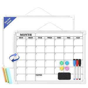 lot 6195 image: Lumspax Monthly Whiteboard Calendar for Wall, Small 16 x 12 Dry Erase Board with Plastic Frame, Hanging Dry Erase Calendar with 3 Mini Sticky Notes for Kitchen Planner, Memo, Home and Office