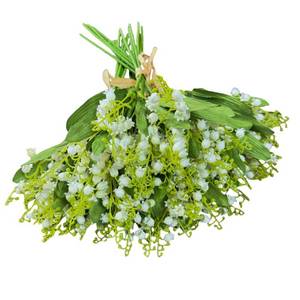 lot 6202 image: Urier 4 Forks Lily of The Valley Artificial Flowers Bouquet,Plastic Flowers for Outdoors,Fake Flowers with Stem,Home Wedding Party Garden Wreath Table Center Pieces Decor (24, White)