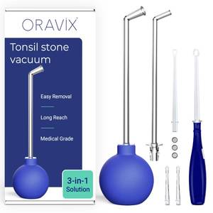 lot 6234 image: Oravix Tonsil Stone Vacuum, Tonsil Stone Remover Vacuum Suction, Tonsil Stone Cupping Tool, Tonsil Stone Removal Tool with Suction, Tonsil Stones Removal Vacuum, Tonsil Stone Extractor - 3 in 1 Kit