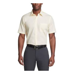 lot 6238 image: Van Heusen Mens Short Sleeve Dress Shirt Regular Fit Poplin Solid, Lemon Glaze, 17.5 Neck size L