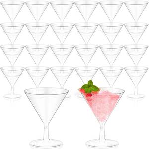 lot 6276 image: Yinkin 24 Pcs 2 oz Plastic Martini Glasses Disposable Clear Cocktail Dessert Parfait Glasses Unbreakable Mini Martini Cups for Wedding Party Bowl Wine Ice Cream (Stem)