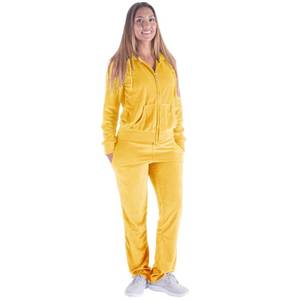 lot 6278 image: Facitisu Tracksuit for Women Set 2 Piece Joggers Velour Jogging Sweat Outfits Hoodie and Sweatpants Set Yellow XL