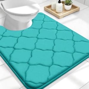 lot 6279 image: OLANLY Memory Foam Toilet Rugs U-Shaped 24x20, Ultra Soft and Absorbent Bathroom Rugs, Non-Slip, Comfortable, Machine Washable Contour Bath Mat for Toilet Base, Home Decor Accessories, Teal