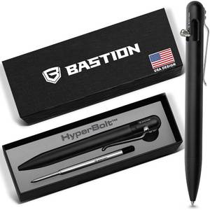 lot 6281 image: BASTION Aluminum Bolt Action HyperBolt Pen - CNC Machined Lightweight EDC Writing Tool, Refillable, Premium Everyday Carry Gift Pen for Professionals - Black
