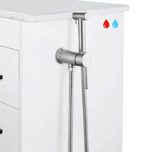 lot 6282 image: KWOCI Brushed Nickel Handheld Bidet Warm Water Sprayer Mounted on The Bathroom Vanity for Toilet,Hand Held Stainless Steel Hot and Cold Bidet Sprayer for Pet Bathing