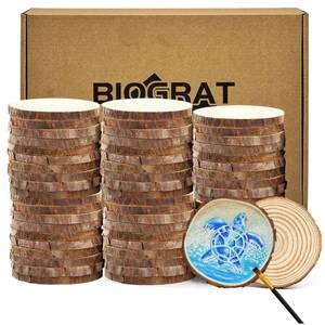 lot 6287 image: A60 Pcs Wood Slices 2.4-2.8 Inch, Wooden Discs for Crafts