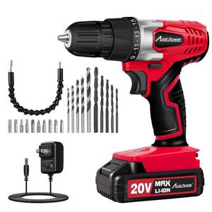lot 6288 image: AVID POWER 20V Cordless Drill Set for Home DIY & Beginner Projects - Lightweight Power Drill with Battery Charger & 22 Bits, Variable Speed, 38 Keyless Chuck, Ideal for Furniture Assembly (Red)