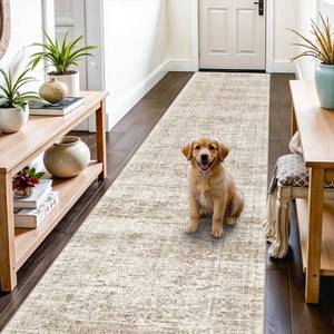 lot 6290 image: TOPRUUG 3x12 Washable Runner Rug 12ft Runners for Hallways Soft Non Slip Kitchen Rugs for Bedroom Bathroom Entryway - Stain Resistant Vintage Distressed Carpet (BeigeIvory, 3X12)