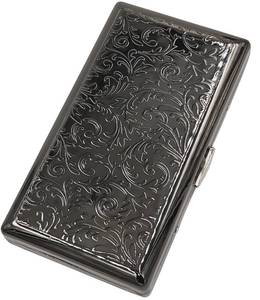 lot 6302 image: Cigarette Case Victorian Style Metal Holder for Regular, King and 100s Size Pocket Protective Security Wallet (ES100,Black)