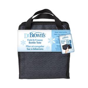 lot 6360 image: Dr. Brown��s Fold & Freeze Bottle Tote, Breastfeeding Essential Cooler Bag, 6 Baby Bottles Milk Storage - Black