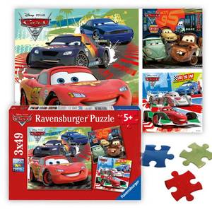 lot 6362 image: Ravensburger - Disney Cars Worldwide Racing Fun - 49 Piece Jigsaw Puzzle 3 Pack Set - Lightning McQueen and More - Larger Pieces - Premium Quality - Ideal Gift - Screen-Free Fun - Children Age 5