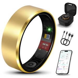 lot 6374 image: Milavan Smart Health Ring 2.0 for Women Men, Slim Scratch & Fingerprint Resistant Design,Efficient Chip Fitness Tracker, Pale Gold 7