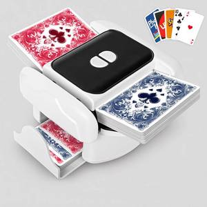 lot 6380 image: BEE&FLOWER Card Shuffler - Rechargeable Low Noise & Jam-Free  Fast Shuffle for 1��2 Decks with Pull-Out Tray, Auto & Manual Modes Compatible with Poker, Regular, Texas Holdem, Blackjack, Bridge