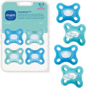 lot 6382 image: MAM Comfort Baby Pacifiers 0-3 Months Newborns, Lightweight One-Piece Full Silicone Binky, BPA-Free Nipple, Easy to Clean Pacifier, Best for Breastfed Babies, 4 Count, Sterilizer Case, Made in Europe